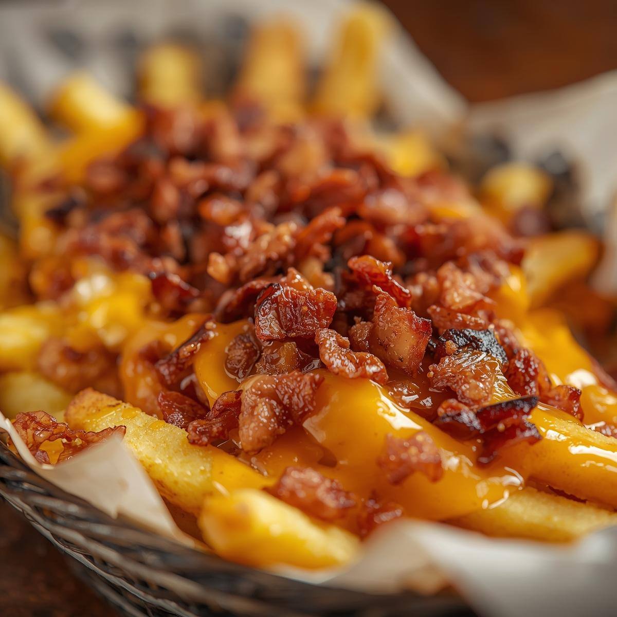Papas con tocino y cheddar